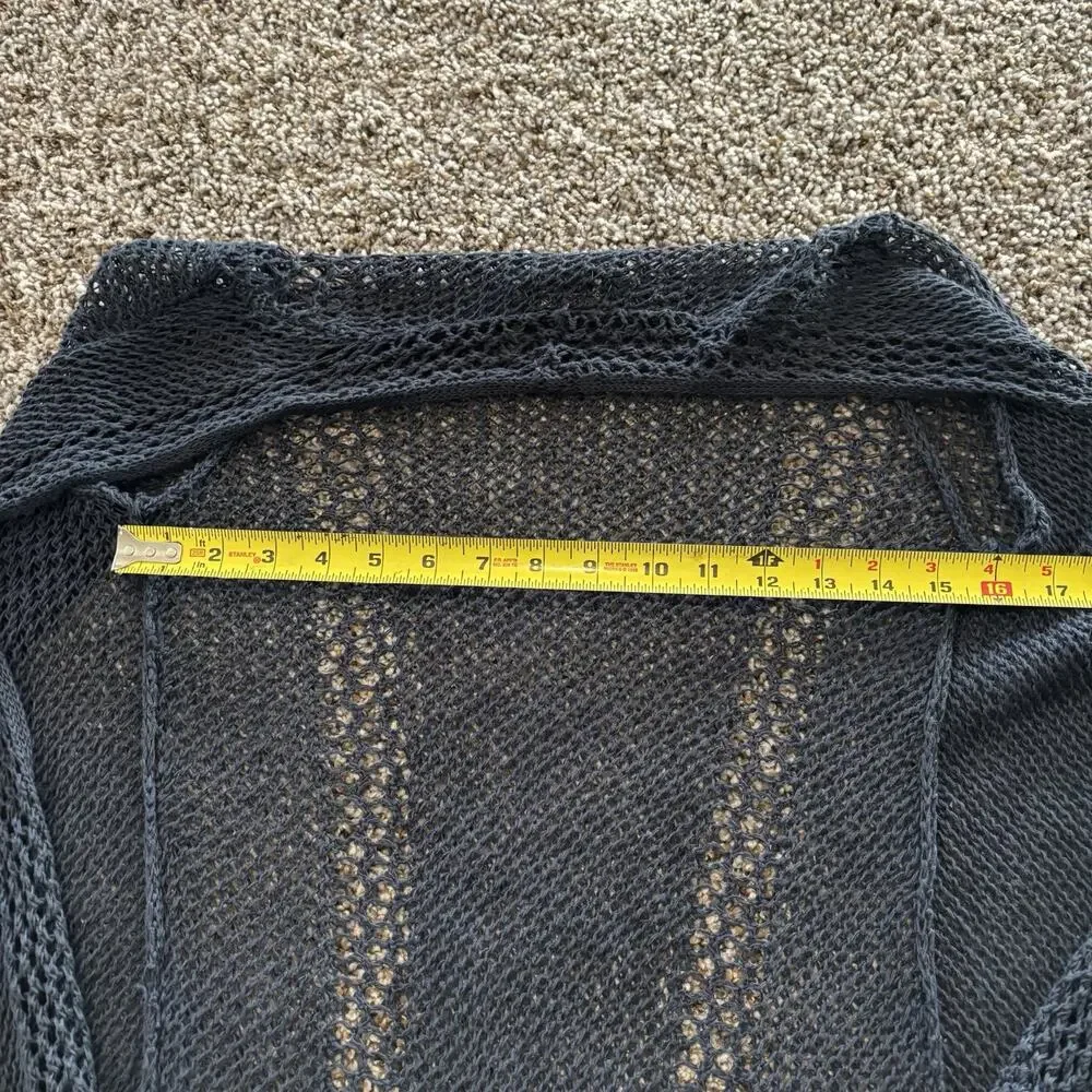 Lucky Brand Duster XS Dark Navy Blue Crochet Open Front - Picture 7 of 10